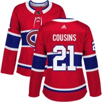 Adidas Montreal Canadiens #21 Nick Cousins Red Home Authentic Women's Stitched NHL Jersey