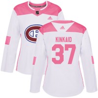Adidas Montreal Canadiens #37 Keith Kinkaid White/Pink Authentic Fashion Women's Stitched NHL Jersey