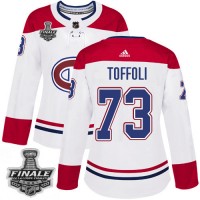 Adidas Montreal Canadiens #73 Tyler Toffoli White Road Authentic Women's 2021 NHL Stanley Cup Final Patch Jersey