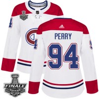 Adidas Montreal Canadiens #94 Corey Perry White Road Authentic Women's 2021 NHL Stanley Cup Final Patch Jersey
