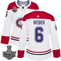 Adidas Montreal Canadiens #6 Shea Weber White Road Authentic Women's 2021 NHL Stanley Cup Final Patch Jersey