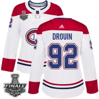 Adidas Montreal Canadiens #92 Jonathan Drouin White Road Authentic Women's 2021 NHL Stanley Cup Final Patch Jersey