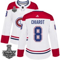 Adidas Montreal Canadiens #8 Ben Chiarot White Road Authentic Women's 2021 NHL Stanley Cup Final Patch Jersey