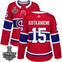 Adidas Montreal Canadiens #15 Jesperi Kotkaniemi Red Home Authentic Women's 2021 NHL Stanley Cup Final Patch Jersey