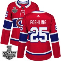 Adidas Montreal Canadiens #25 Ryan Poehling Red Home Authentic Women's 2021 NHL Stanley Cup Final Patch Jersey