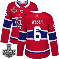 Adidas Montreal Canadiens #6 Shea Weber Red Home Authentic Women's 2021 NHL Stanley Cup Final Patch Jersey