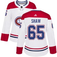 Adidas Montreal Canadiens #65 Andrew Shaw White Road Authentic Women's Stitched NHL Jersey