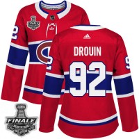 Adidas Montreal Canadiens #92 Jonathan Drouin Red Home Authentic Women's 2021 NHL Stanley Cup Final Patch Jersey