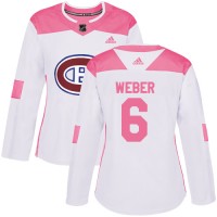 Adidas Montreal Canadiens #6 Shea Weber White/Pink Authentic Fashion Women's Stitched NHL Jersey