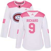 Adidas Montreal Canadiens #9 Maurice Richard White/Pink Authentic Fashion Women's Stitched NHL Jersey