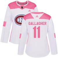 Adidas Montreal Canadiens #11 Brendan Gallagher White/Pink Authentic Fashion Women's Stitched NHL Jersey