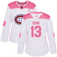 Adidas Montreal Canadiens #13 Max Domi White/Pink Authentic Fashion Women's Stitched NHL Jersey