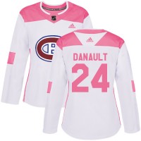 Adidas Montreal Canadiens #24 Phillip Danault White/Pink Authentic Fashion Women's Stitched NHL Jersey