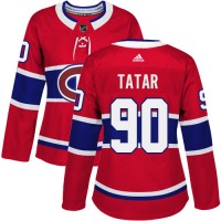 Adidas Montreal Canadiens #90 Tomas Tatar Red Home Authentic Women's Stitched NHL Jersey