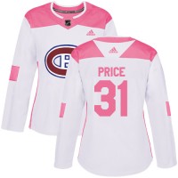 Adidas Montreal Canadiens #31 Carey Price White/Pink Authentic Fashion Women's Stitched NHL Jersey