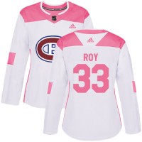 Adidas Montreal Canadiens #33 Patrick Roy White/Pink Authentic Fashion Women's Stitched NHL Jersey