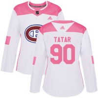 Adidas Montreal Canadiens #90 Tomas Tatar White/Pink Authentic Fashion Women's Stitched NHL Jersey