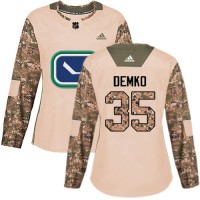 Adidas Vancouver Canucks #35 Thatcher Demko Camo Authentic 2017 Veterans Day Women's Stitched NHL Jersey