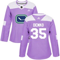 Adidas Vancouver Canucks #35 Thatcher Demko Purple Authentic Fights Cancer Women's Stitched NHL Jersey