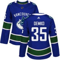Adidas Vancouver Canucks #35 Thatcher Demko Blue Home Authentic Women's Stitched NHL Jersey