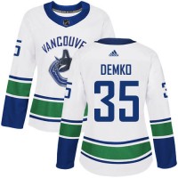 Adidas Vancouver Canucks #35 Thatcher Demko White Road Authentic Women's Stitched NHL Jersey
