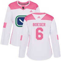 Adidas Vancouver Canucks #6 Brock Boeser White/Pink Authentic Fashion Women's Stitched NHL Jersey