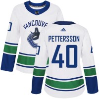 Adidas Vancouver Canucks #40 Elias Pettersson White Road Authentic Women's Stitched NHL Jersey