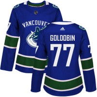 Adidas Vancouver Canucks #77 Nikolay Goldobin Blue Home Authentic Women's Stitched NHL Jersey