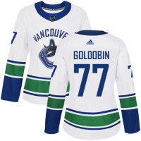 Adidas Vancouver Canucks #77 Nikolay Goldobin White Road Authentic Women's Stitched NHL Jersey