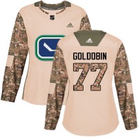 Adidas Vancouver Canucks #77 Nikolay Goldobin Camo Authentic 2017 Veterans Day Women's Stitched NHL Jersey