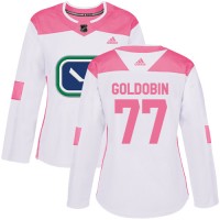 Adidas Vancouver Canucks #77 Nikolay Goldobin White/Pink Authentic Fashion Women's Stitched NHL Jersey
