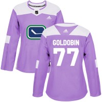 Adidas Vancouver Canucks #77 Nikolay Goldobin Purple Authentic Fights Cancer Women's Stitched NHL Jersey