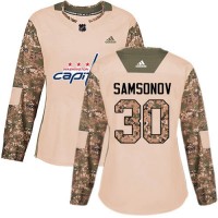 Adidas Washington Capitals #30 Ilya Samsonov Camo Authentic 2017 Veterans Day Women's Stitched NHL Jersey