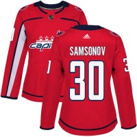 Adidas Washington Capitals #30 Ilya Samsonov Red Home Authentic Women's Stitched NHL Jersey