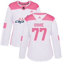 Adidas Washington Capitals #77 T.J. Oshie White/Pink Authentic Fashion Women's Stitched NHL Jersey