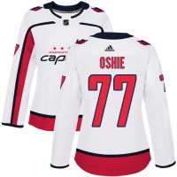 Adidas Washington Capitals #77 T.J. Oshie White Road Authentic Women's Stitched NHL Jersey