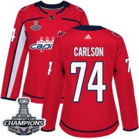 Adidas Washington Capitals #74 John Carlson Red Home Authentic Stanley Cup Final Champions Women's Stitched NHL Jersey