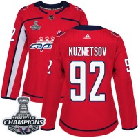 Adidas Washington Capitals #92 Evgeny Kuznetsov Red Home Authentic Stanley Cup Final Champions Women's Stitched NHL Jersey
