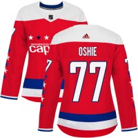 Adidas Washington Capitals #77 T.J. Oshie Red Alternate Authentic Women's Stitched NHL Jersey