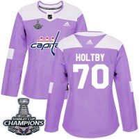 Adidas Washington Capitals #70 Braden Holtby Purple Authentic Fights Cancer Stanley Cup Final Champions Women's Stitched NHL Jersey