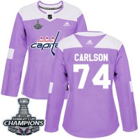 Adidas Washington Capitals #74 John Carlson Purple Authentic Fights Cancer Stanley Cup Final Champions Women's Stitched NHL Jersey