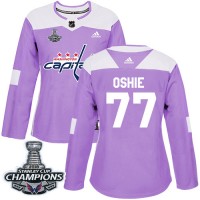 Adidas Washington Capitals #77 T.J. Oshie Purple Authentic Fights Cancer Stanley Cup Final Champions Women's Stitched NHL Jersey
