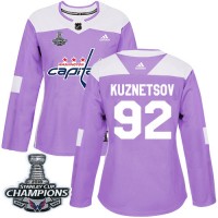 Adidas Washington Capitals #92 Evgeny Kuznetsov Purple Authentic Fights Cancer Stanley Cup Final Champions Women's Stitched NHL Jersey