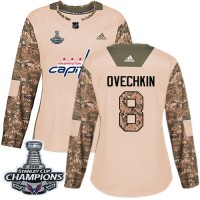 Adidas Washington Capitals #8 Alex Ovechkin Camo Authentic 2017 Veterans Day Stanley Cup Final Champions Women's Stitched NHL Jersey