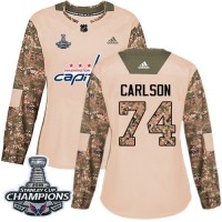Adidas Washington Capitals #74 John Carlson Camo Authentic 2017 Veterans Day Stanley Cup Final Champions Women's Stitched NHL Jersey