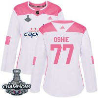 Adidas Washington Capitals #77 T.J. Oshie White/Pink Authentic Fashion Stanley Cup Final Champions Women's Stitched NHL Jersey