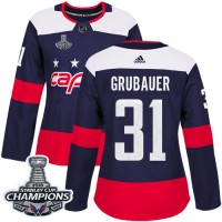 Adidas Washington Capitals #31 Philipp Grubauer Navy Authentic 2018 Stadium Series Stanley Cup Final Champions Women's Stitched NHL Jersey