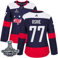 Adidas Washington Capitals #77 T.J. Oshie Navy Authentic 2018 Stadium Series Stanley Cup Final Champions Women's Stitched NHL Jersey