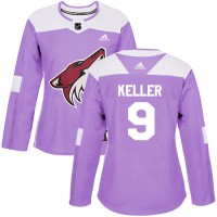Adidas Arizona Coyotes #9 Clayton Keller Purple Authentic Fights Cancer Women's Stitched NHL Jersey