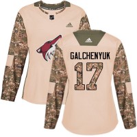 Adidas Arizona Coyotes #17 Alex Galchenyuk Camo Authentic 2017 Veterans Day Women's Stitched NHL Jersey